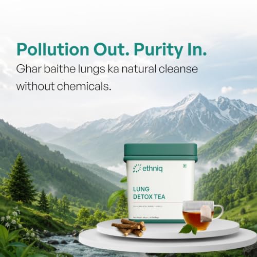 Image of Ethniq Lung Detox Tea, Tulsi Mulethi Cleanse Tea for Smokers, 30 Tea Bags