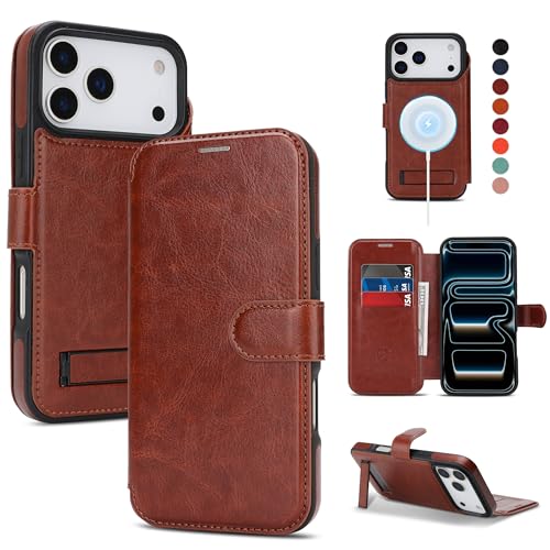 CIVICASE for iPhone 17 Pro Max Wallet Case with Stand,PU Leather Flip Credit Card Holder Slots (RFID Blocking),Compatible with Magsafe Magnetic Holder Phone Cover Women Men,Dark Brown by CIVICASE - Used condition - US$9.20