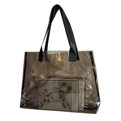Image of Clear Large Tote Bag - Versatile, Waterproof, Stain Resistant, Transparent Shoulder Tote Bag for Work