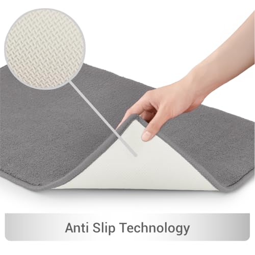Image of Welspun Premium Bath Mats Large for Hall, Bedroom & Living Room | Solid Design | Anti Skid | More Absorbent | Soft Feel | Machine Tufted | (2 x 3 ft, Light Grey)