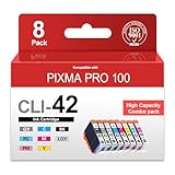 CLI-42 CLI42 Ink Cartridges 8-Pack Compatible PRO 100 Ink Replacement for Canon 42 CLI 42 Ink Cartridge with PIXMA PRO-100 PRO-100S Printer (BK/C/M/Y/PM/PC/GY/LGY)