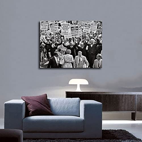 African American Martin Luther King Black Civil Rights History March Poster Decorative Painting Background Wall Hd Picture Modern Mural Bedroom Office Living Room Canvas Wall Art (Unframed,08×12Inch) #TOP1