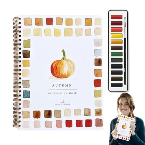 12 libros de trabajo de acuarela con 12 colores y pinceles, accesorios de pintura para manualidades, libro de acuarela para niños, adultos, adolescentes