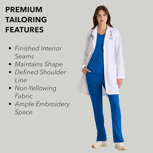 Grey’s Anatomy by BARCO Signature Morgan White Lab Coat for Women – 35” 2-Pocket Scrub Coat with Soft 360 Stretch, Wrinkle & Soil Release Fabric Finishes – Medium, Regular Fit by BARCO - Image 6