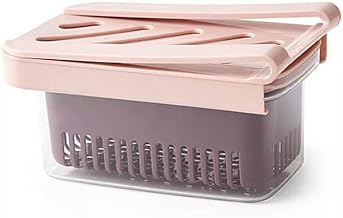 علب تخزين للثلاجة مع سلة تصريف، صندوق حفظ المنتجات، لون رمادي