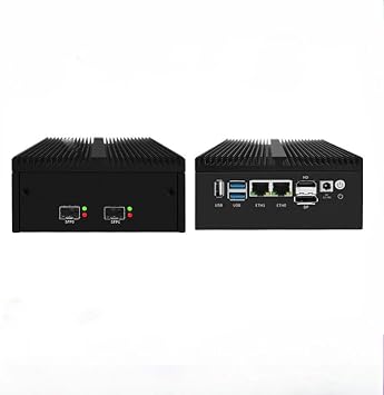 Fanless Mini PC Processor N100,Intel 82599ES 2x10G SFP+,NO RAM NO SSD | UDPTCP Micro Firewall Appliance,i226-V 2.5Gbe LANs,Desktop computer,DDR5 1*M.2 Support AES-NI Barebone Router PC VPN,HDMI DP