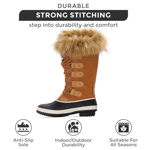 Project Cloud Womens Snow Boots - Genuine Leather Memory Foam Insole Fur Mid-Calf Winter Snow Boots for Women Footwear - Lightweight Non-Slip Outdoor Shoes (Ventura)3