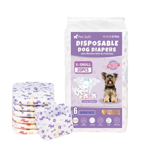 Pet Soft Dog Nappies Female, 20 Count Disposable Dog Period Season Pants