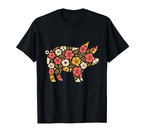 Floral Flower Pig Mom Grandma Womens Mothers Day T-Shirt
