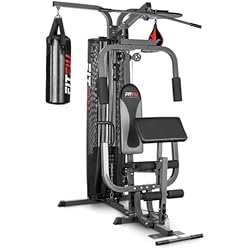 Maquina Pendulo Gym Fitfiu Fitness GYM-300 - Máquina de Fitness Multiestación para Entrenamiento Completo Gimnasio con Saco y Bola de Boxeo, Aumentar y tonificar Musculatura