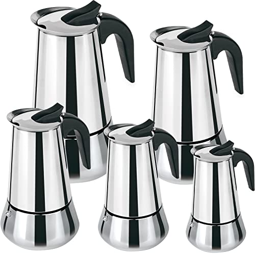 Miniatura 6 de Tienda Eurasia - Cafetera Italiana, De Induccion, Acero Inoxidable, Cafetera De 2, 4, 6, 9 O 12 Tazas, Interior Antioxido 2 Tazas