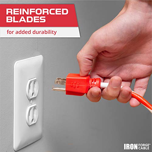 Iron Forge 10 Ft Outdoor & Indoor Candy Cane Long Extension Cord - 16/3 Sjtw Water Resistant Weatherproof Heavy Duty Electrical Red & White Cable With 3 Prong For Christmas Lights Decorations #TOP4