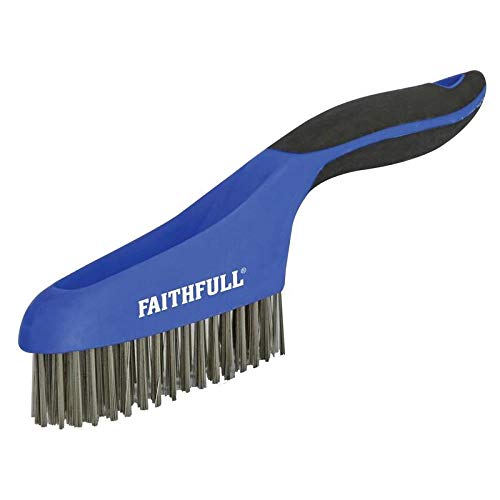 Image of Faithfull Scratch Brush Soft Grip 4 x 16 Row Stainless