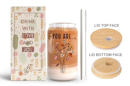 Fancyfams-16-oz-Glass-Drinking-Cup-with-Bamboo-Lid-and-Straw-Women-of-the-Bible-Drink-Cup-Christian-Religious-Mothers-Day-Birthday-Gifts-for-Women-Affirmation-Jesus-Coffee-Jar-You-Are Fancyfams 16 oz Glass Drinking Cup with Bamboo Lid and Straw Women of the Bible Drink Cup Christian Religious Mothers Day Birthday Gifts for Women Affirmation Jesus Coffee Jar You Are