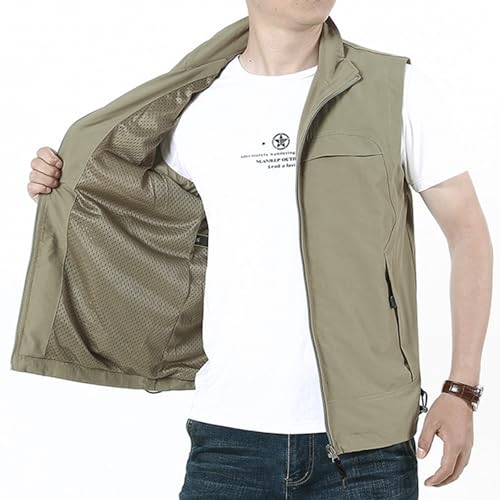 Mens Summer Utility Safari Vest Multi Pockets Fishing Vests Casual Sleeveless Jacket for Hiking Golf Lightweight3
