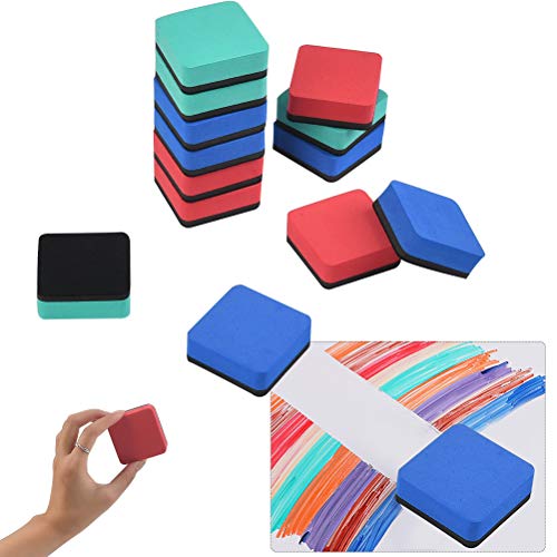 TIMESETL 30 Pack Dry Erase Eraser, Mini Whiteboard Eraser Bulk, Chalkboard Erasers Cleaner for Classroom School Office Home 3 Assorted Colors(Blue, Red, Green), Magnetic Dry Eraser image 8