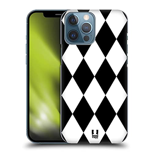 Head Case Designs Diamonds Black And White Patterns Hard Back Case Compatible With Apple iPhone 13 Pro Max
