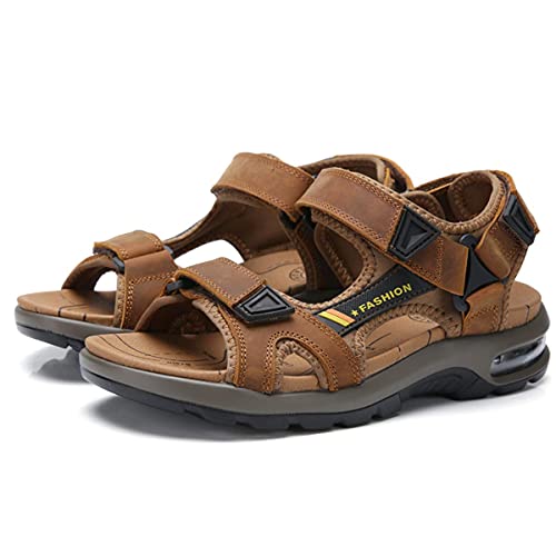 Chicwind Mens Sport Sandals Air Cushion Ankle Strap Outdoor Beach Hiking Sandals Light Brown #TOP2
