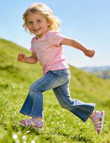 Image of QIY Toddler Girl Sandals Little Kids Summer Dress Shoes Open Toe Flats Princess Sandals for School Beach Party