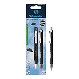 Schneider Limited Edition Slider Rave Black, XB (Extra Broad) Ballpoint Pen, Refillable + Retractable, 1.4 mm, Black Barrel, Blue Ink, Blister Pack of 1 Pen (73261)