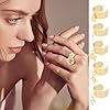 UNICRAFTALE 6 pièces 6 styles Bague Breloques Bague Acier Inoxydable Étoile Boulon Foudre Pendentifs Bague Réglables Doré Bague pour Femme Bijoux Bague Ouverte pour Cadeaux de Noël et du Nouvel An #5