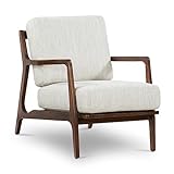 POLY & BARK Verity Lounge Chair in Bright Ash – Solid Ash Wood Frame with Walnut Finish – Reversible Cushions, Performance Fabric, Fully Assembled