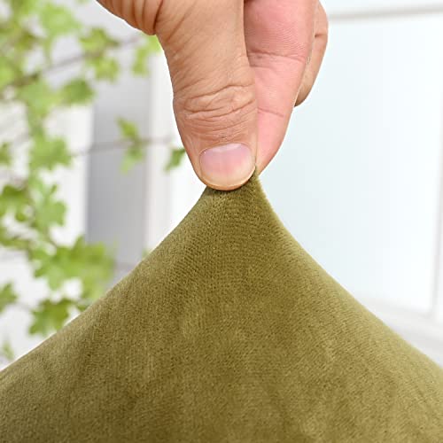 Counter Stool Pub Chair Covers,Stretch Velvet Bar Stool Covers,Removeable Washable Dinning Chair Covers Protector(4Pcs Velvet Green) #TOP3