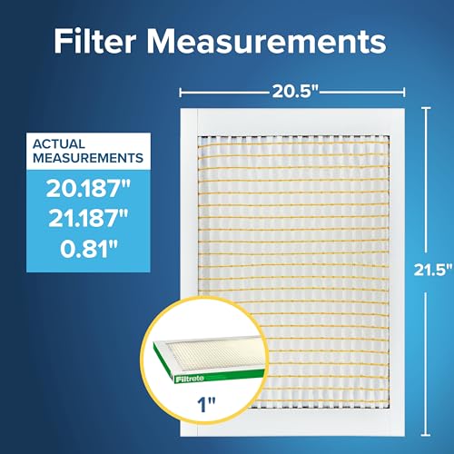 Image of Filtrete 20.5x21.5x1 AC Furnace Air Filter, MERV 8, MPR 700, Tough on Pollen, Easy on Airflow, 3-Month Pleated 1-Inch Electrostatic Air Cleaning Filter, 4-Pack (Actual Size 20.187 x 21.187 x 0.81 in)