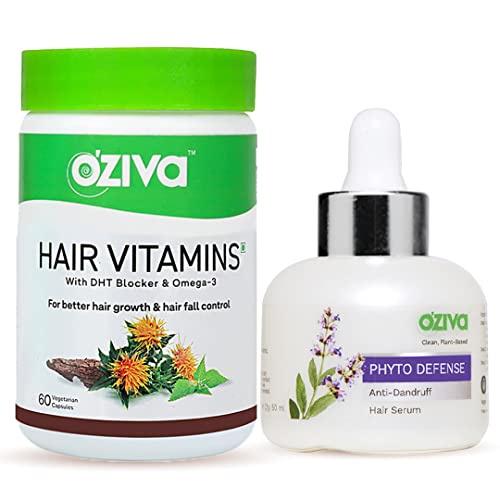 OZiva Hair Vitamins (With DHT Blocker, Omega 3 and Biotin) for Better