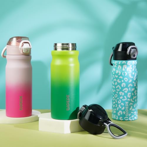 Image of BJPKPK 18 oz Water Bottle with Straw & Handle, Insulated Stainless Flask | Leak Proof Locking Lid, Thermal, Double Wall Vacuum, Keeps Hot /Cold, BPA Free, Dishwasher Safe, Travel & Sports, Bubble Gum