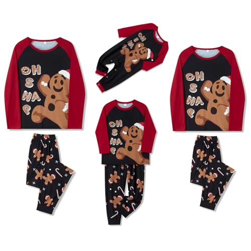 Caziffer Family Christmas Pajamas Matching Sets 2023 Gingerbread Man Print Top+Pants Sleepwear 2 Piece Festival Loungewear (Baby, 18-24 Months, Gingerbread Man)