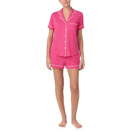 Image of kate spade new york Short Sleeve Brushed Jersey Notch Boxer Pajama Set