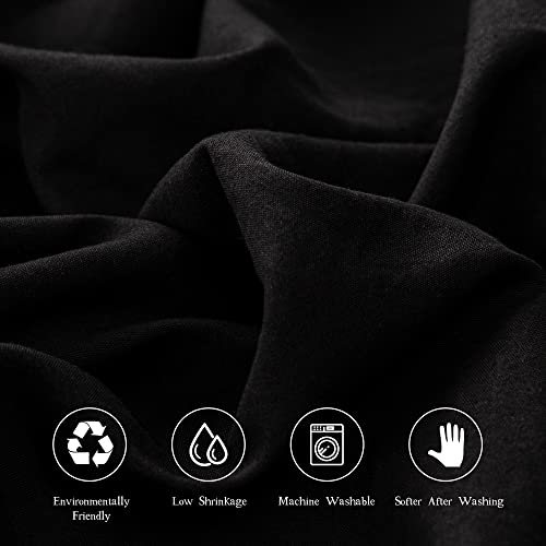 Image of 4 Piece Bed Sheet Set (Full,Black) 1 Flat Sheet,1 Fitted Sheet and 2 Pillow Cases,Brushed Microfiber Luxury Bedding with Deep Pockets