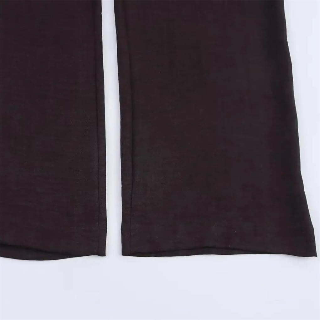 Women's Zipper Button Opening Pleated Wide-Leg Suit Trousers