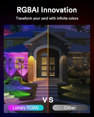 Lumary 56FT Smart Landscape Lights Gen2, 6 Pack RGBAIWW Color Changing Spotlights Low Voltage, Outdoor Lights for Yard, Festival, Compatible with Alexa & Google Assistant