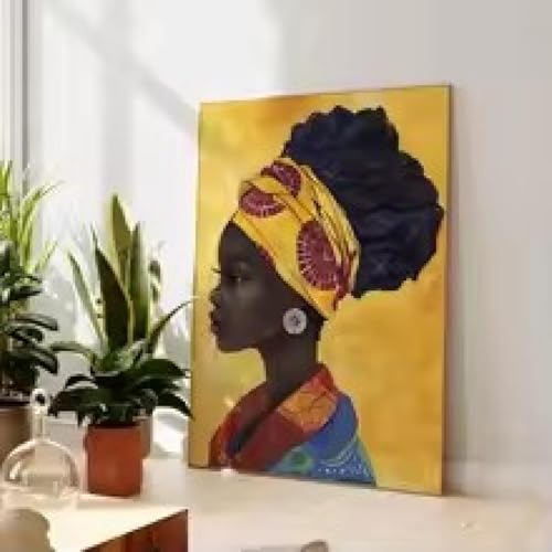 Peinture sur toile portrait de femme africaine pour sublimer le design de votre salon