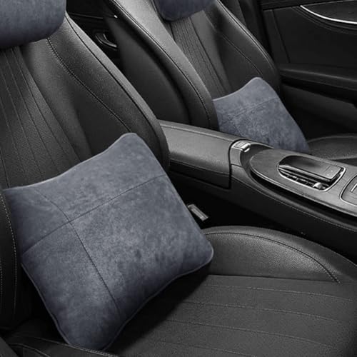 Almohada de apoyo lumbar para coche con cuello para todas las estaciones, negro, beige, gris, café, rojo vino (gris)