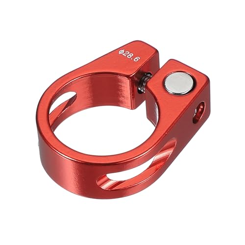 PATIKIL 28.6mm Cycles Bike Seat Post Clamp, Aluminum Alloy Seat Tube Clip Bike Quick Release Clamp for Mountain Bike Road Bike Gear Track Bike Folding Bike Red