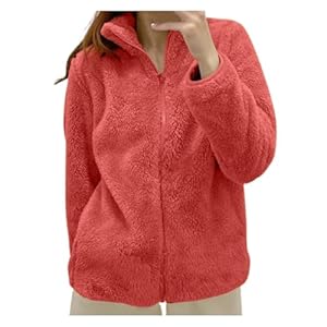 Cocila Veste Femme Sans Capuche Basic Manteau Hiver Chaud Polaire Avec Fermeture Éclair Manteaux D'Hiver Grande Taille Haut Thermique Manche Longue Col Montant Teddy Pull Poches D S