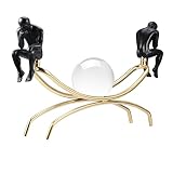 Gold Seesaw Black Thinkers for Home Decor, Crystal Ball Modern Sculptures Decor for Living Room Offi