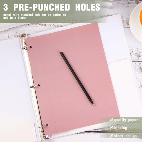 PerKoop 600 Sheets Loose Leaf Paper 8.5\" x 11\" Colored Filler Paper 12 Pack Lined College Ruled Paper 3 Hole Punched Notebook Paper for Office School Supplies(Morandi Colors) - Thumbnail 4
