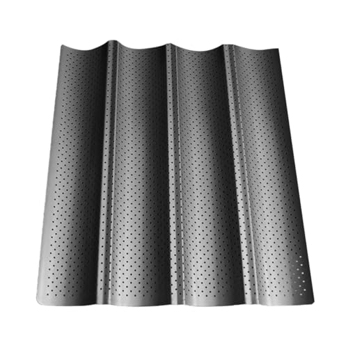 HIAKDOFT Teglia da Forno per Baguette Non Stick Aria Resistente al Calore per Pane Francese e Scomparti Nero e Cucina