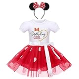 ✿ Vestido de lunares ears diadema para niñas princesa bowknot tutu fiesta de cumpleaños trajes, Minnie Mouse disfraces, vestido de las muchachas de flor, conjunto de ropa para bebés Niñas 2pcs set, disfraz de carnaval, Navidad, carnaval, boda. Ideal como regalo de cumpleaños para las niñas, sobrina y nieta de tus amigos. Ella debe verse como una pequeña estrella flaca