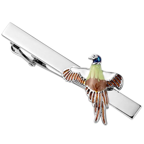 HAWSON 2.2" Tie Clips for Men Unique, Animal Bird Hummingbird Tie Bar Classical Sliver Tie Pins for Men Best Gift for Wedding Party Holiday, 2.2in, Non-Precious Metal, No Gemstone