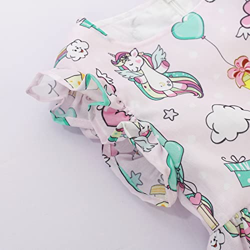 Baby Girls Unicorn Dresses Summer Toddler Birthday Party Sundress Kids Flutter Sleeve Swing Twirly Rainbow Dress Pink 2-3 Years #TOP3