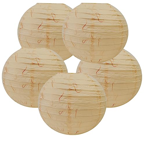 Image of 8 Inch Cloud Dragon Paper Lantern, Chinese Japanese Paper Lantern Lamp(Set of 5, Beige)