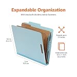 Amazon Basics Classification Folder with Prongs, 100% Recycled, 2 Dividers, 2" Embedded Fasteners, Letter Size, for Documents Organization, Light Blue, 10 Count - Image 3