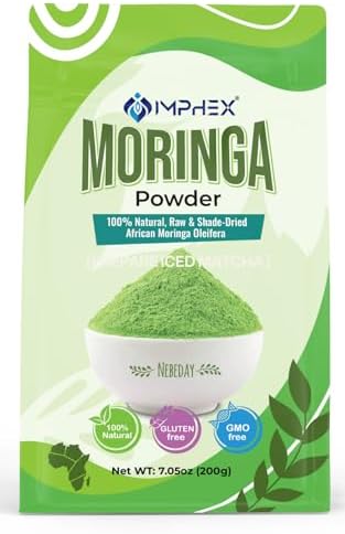 Moringa Powder – Raw & Natural from Senegal | 100% Pure Superfood | Rich in Iron, Calcium & Antioxidants | Non-GMO, Gluten-Free, No Additives | 7.05 oz (200g)