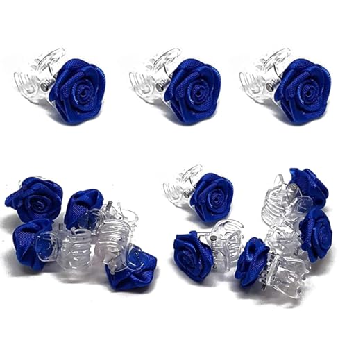 KGDUYC 15 pinzas para el pelo de rosa flor azul- boda nupcial pelo Pasadores Clips,para el pelo con flores elegantes con flor para boda, accesorios para el pelo comunión para mujeres y niñas