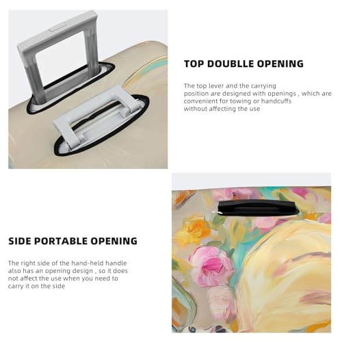 White Deer With Flowers And Leaves Elastic Travel Luggage Covers Dustproof Scratch-Resistant Suitcase Protector Fit 22-24 Inch3